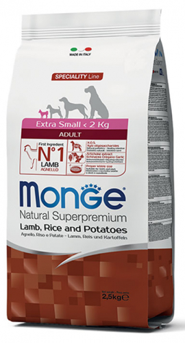 Monge Natural Superpremium Extra Small Adult Agnello con Riso e Patate