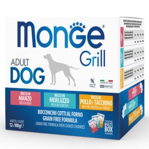 Monge Multipack Grill – Manzo, Pollo e Tacchino e Merluzzo 12x100g