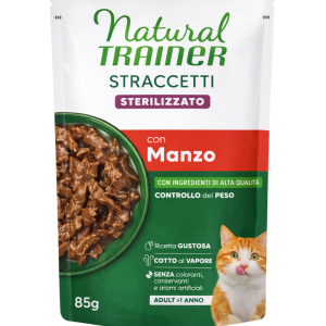 Natural Trainer Straccetti Sterilised Manzo 85g