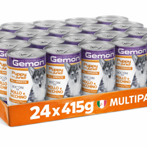 Gemon All Breeds Puppy & Junior Bocconi con Pollo e Tacchino
